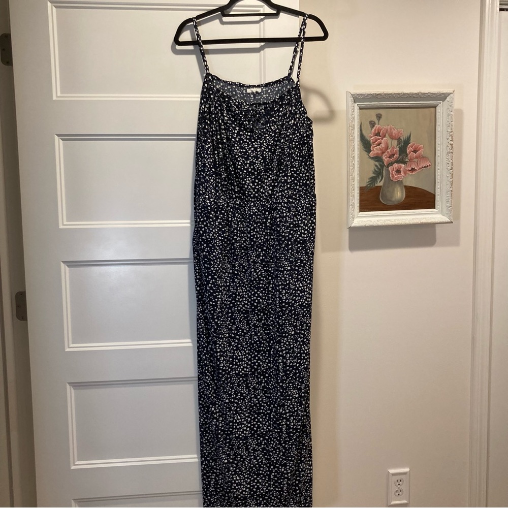 Maurices Navy & White Print Stretch Maxi Dress With Pockets